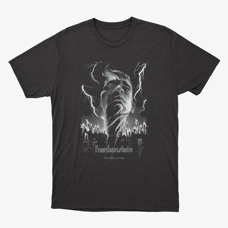 Frankenstein Black & White Lightning Scary Movie Unisex T-Shirt Hoodie Sweatshirt