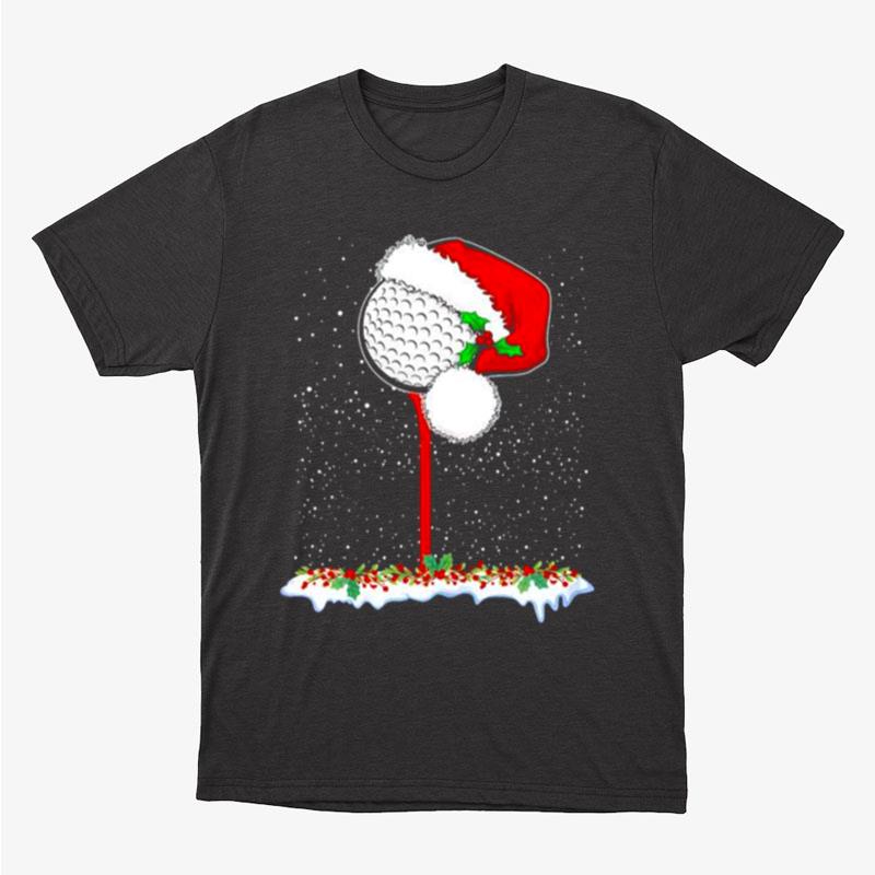 Golf Ball With Santa Hat Christmas Holiday Unisex T-Shirt Hoodie Sweatshirt