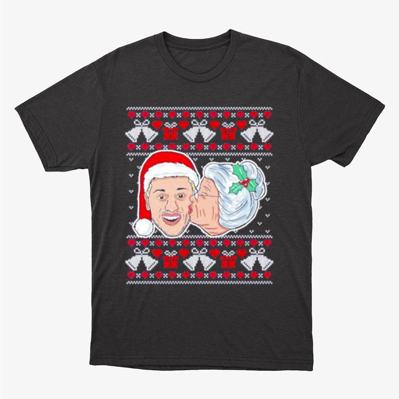 Kissing Mrs Claus Ugly Christmas Unisex T-Shirt Hoodie Sweatshirt