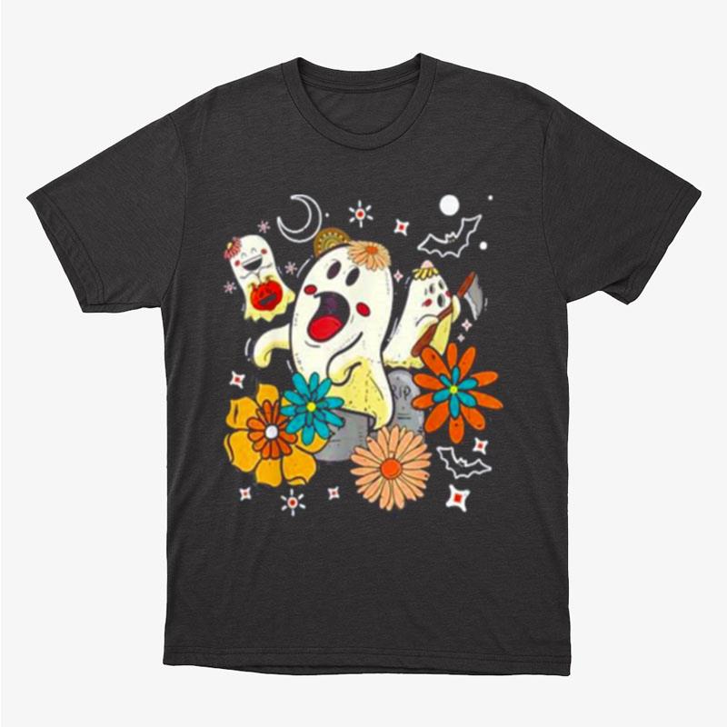Retro Floral Halloween Ghost Unisex T-Shirt Hoodie Sweatshirt