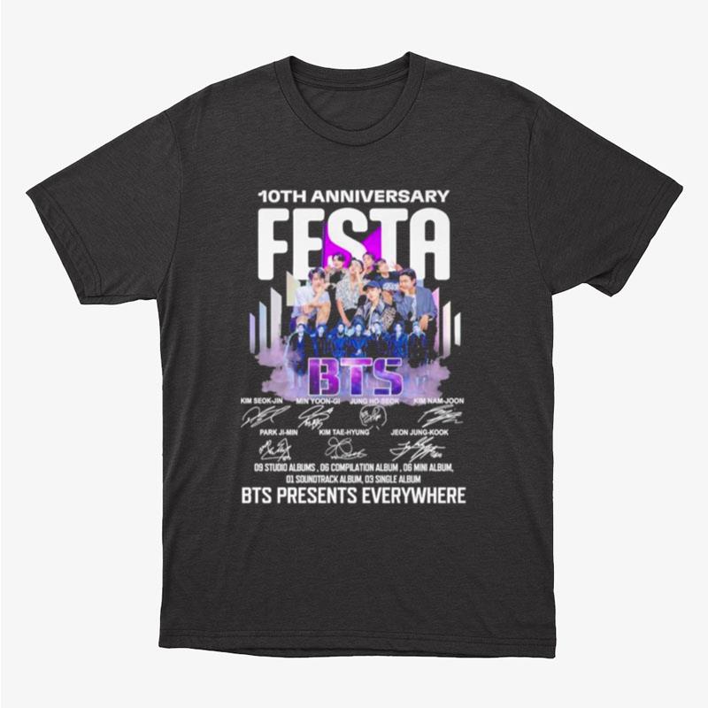 Bts Festa 10Th Anniversary Bts Presents Everywhere Signatures Unisex T-Shirt Hoodie Sweatshirt