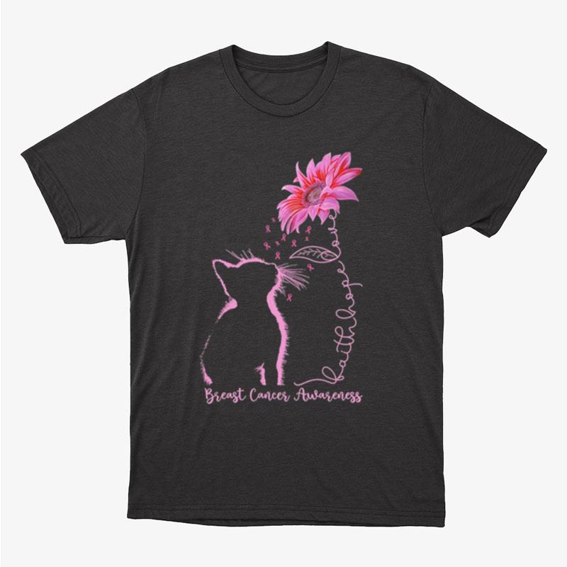 Cat Flower Dandelion Breast Cancer Awareness Unisex T-Shirt Hoodie Sweatshirt