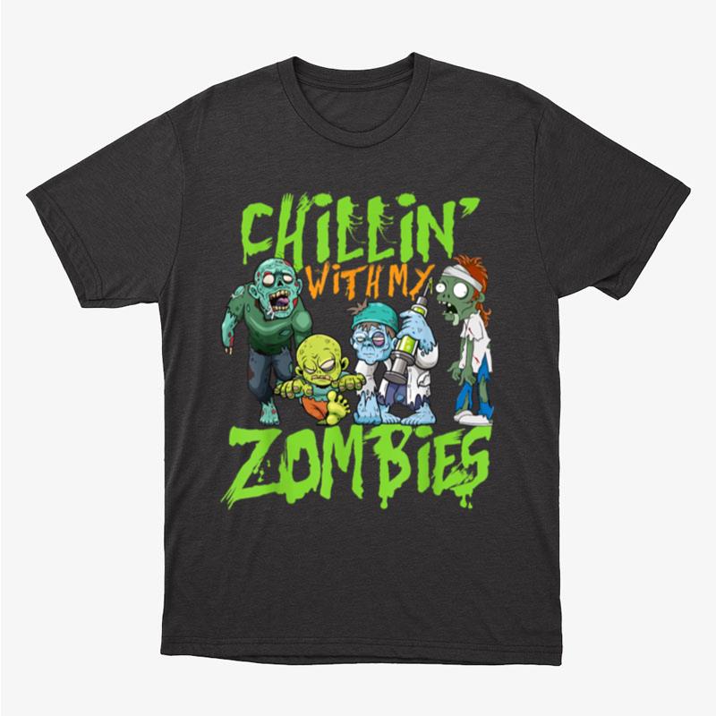 Chillin With My Zombies Halloween Boys Kids Funny Unisex T-Shirt Hoodie Sweatshirt