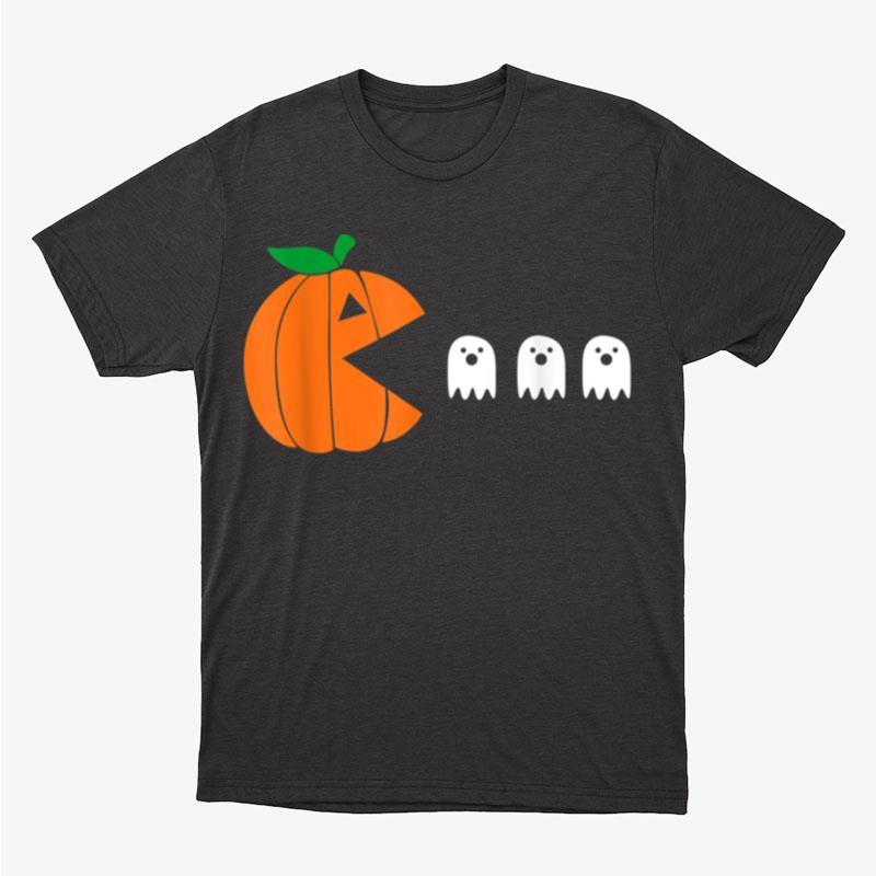 Funny Halloween Pumpkin Eating Ghost Gamer Men Women Kids Unisex T-Shirt Hoodie Sweatshirt