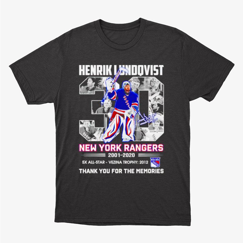 Henrik Lundqvist 30 New York Rangers Thank You For The Memories Unisex T-Shirt Hoodie Sweatshirt