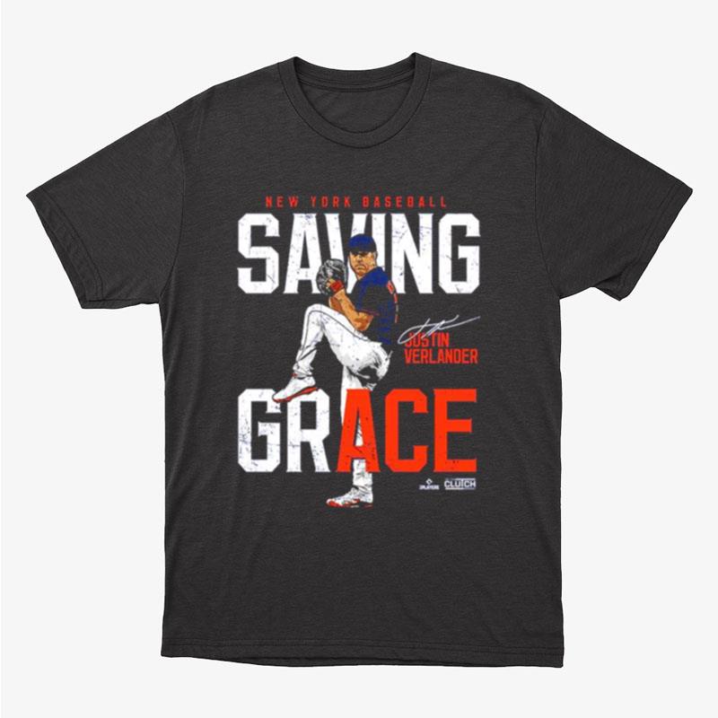 Justin Verlander Saving Grace New York Baseball Signatures Unisex T-Shirt Hoodie Sweatshirt