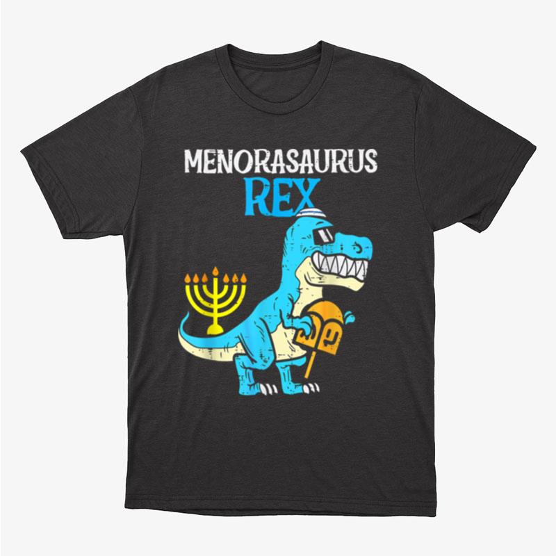 Kids Cute Hanukkah Rex Dinosaur Menorasaurus Chanukah Boys Unisex T-Shirt Hoodie Sweatshirt