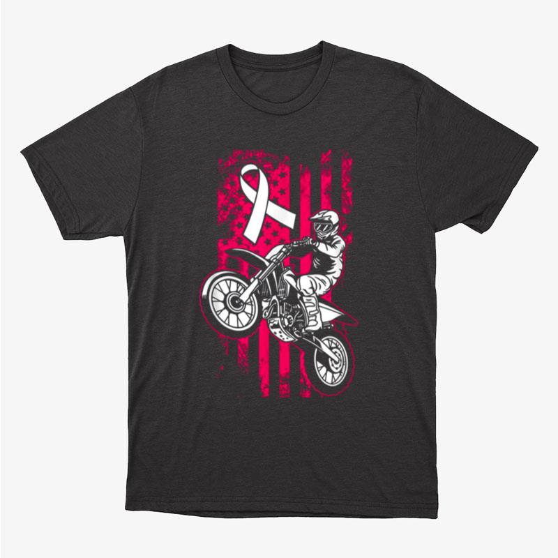 Motocross American Flag Breast Cancer Awareness Unisex T-Shirt Hoodie Sweatshirt
