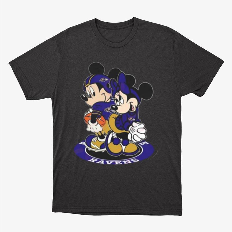 NFL Baltimore Ravens Mickey Mouse And Minnie Mouse Unisex T-Shirt Hoodie Sweatshirt