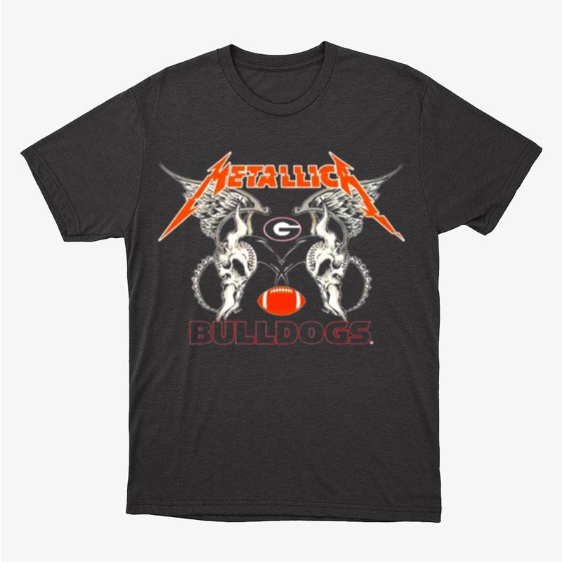 NFL Georgia Bulldogs Logo Black Metallica Wings Unisex T-Shirt Hoodie Sweatshirt