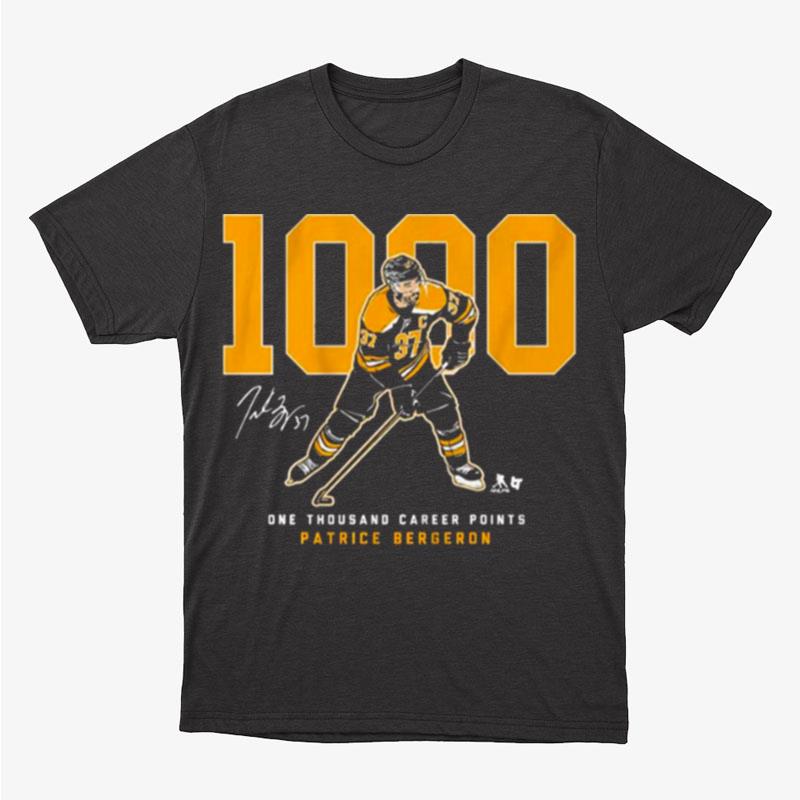 One Thousand Career Points Patrice Bergeron Boston Bruins Signature Unisex T-Shirt Hoodie Sweatshirt