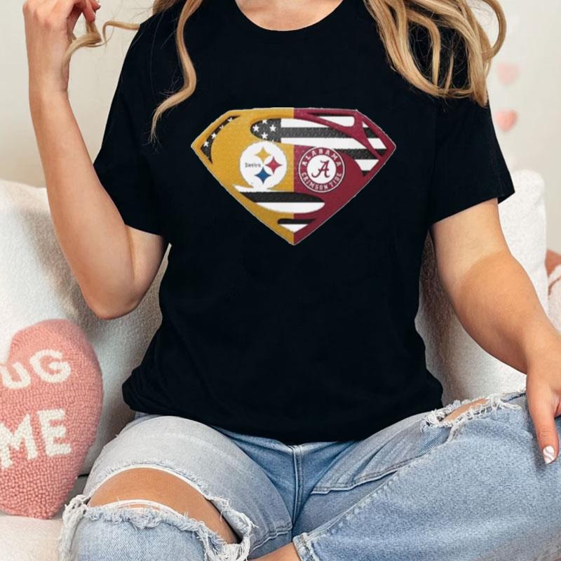 Original Pittsburgh Steelers Alabama Crimson Tide Superman Logo Us Flag Unisex T-Shirt Hoodie Sweatshirt