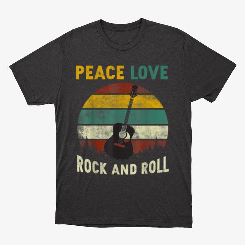 Peace Love Rock And Roll Guitar Retro Vintage Unisex T-Shirt Hoodie Sweatshirt