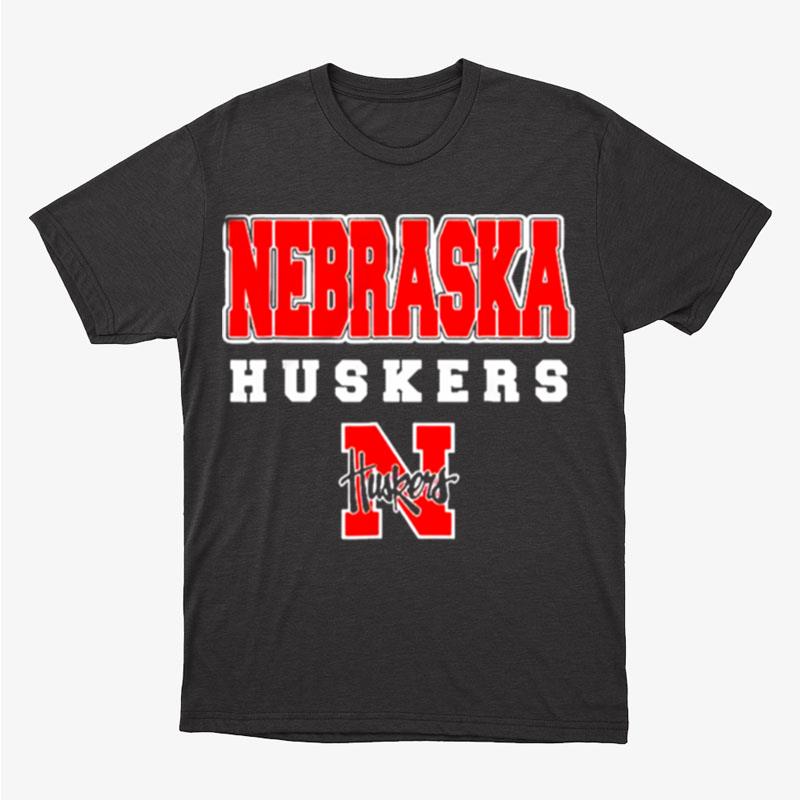 Retro N Nebraska Huskers Black Unisex T-Shirt Hoodie Sweatshirt