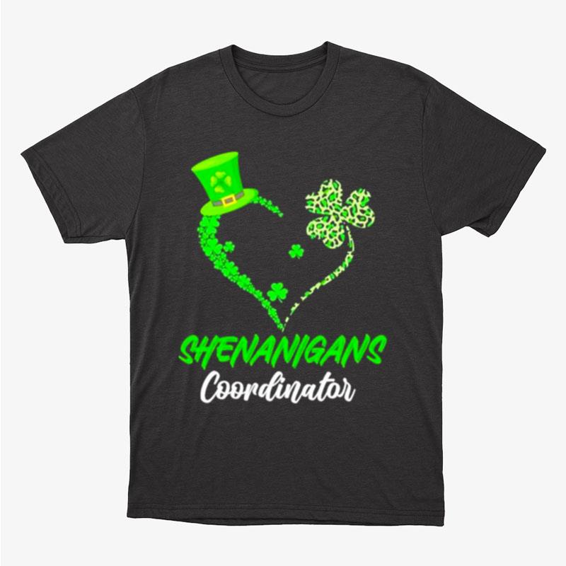 Shenanigans Coordinator Green Heart Shamrock St Patricks Day Unisex T-Shirt Hoodie Sweatshirt
