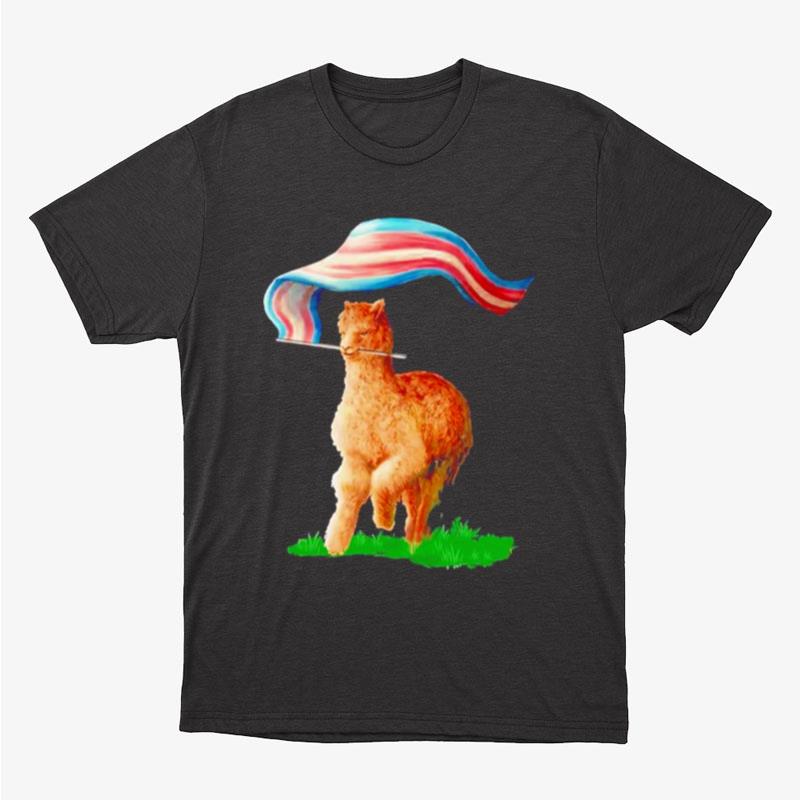 Tenacious Unicorn Ranch Llama Holding The Russia Flag Unisex T-Shirt Hoodie Sweatshirt