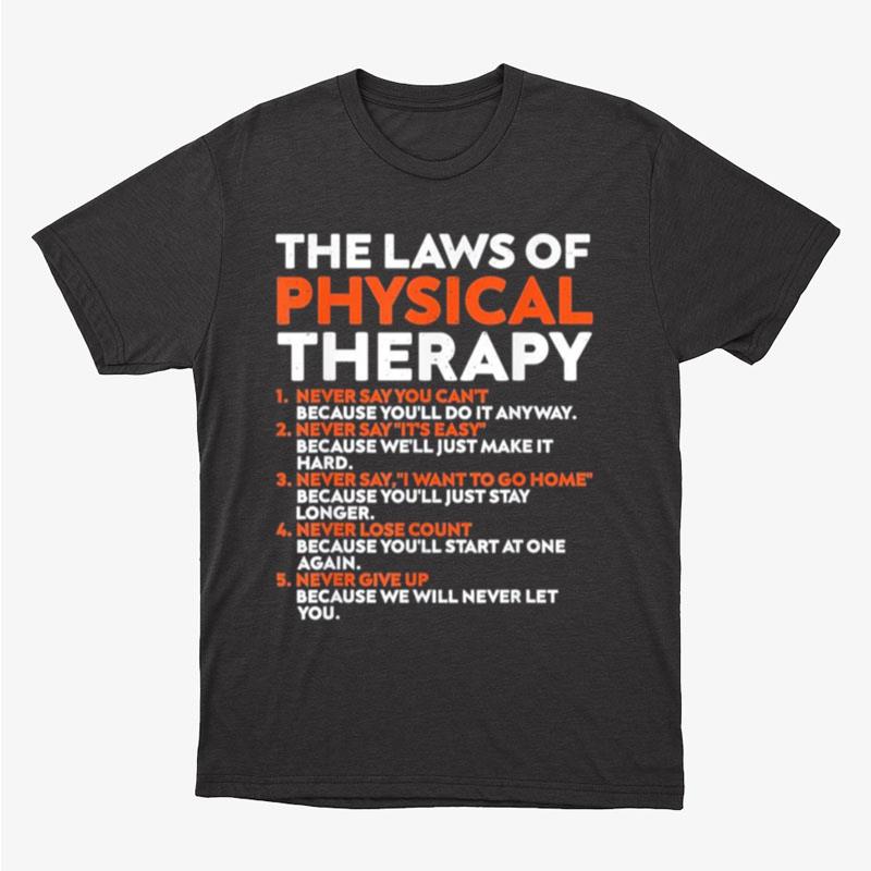 The Laws Of Physical Therapy Motivational Goals Pt Unisex T-Shirt Hoodie Sweatshirt