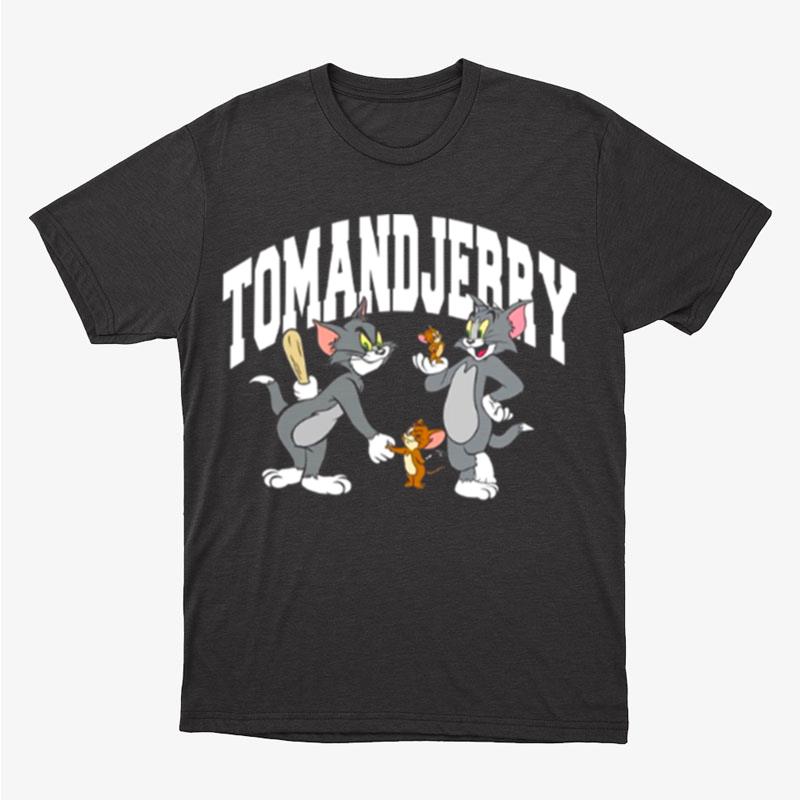 Tom & Jerry White Text Logo Cartoon Unisex T-Shirt Hoodie Sweatshirt