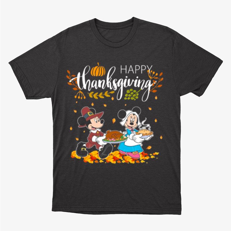 Vintage Minnie And Mickey Mouse Thankful Disney Thanksgiving Unisex T-Shirt Hoodie Sweatshirt