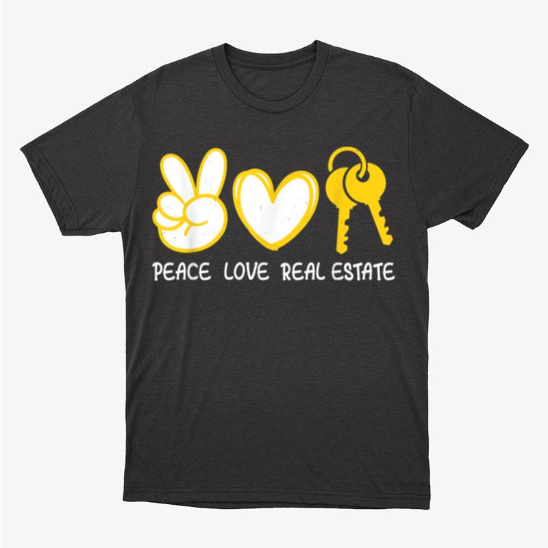 Vintage Peace Love Real Estate Agent Realtor Women Men Unisex T-Shirt Hoodie Sweatshirt