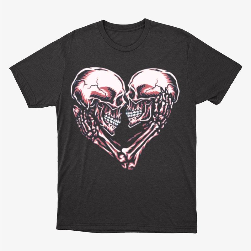 Vintage Retro Skull Couple Heart Unisex T-Shirt Hoodie Sweatshirt