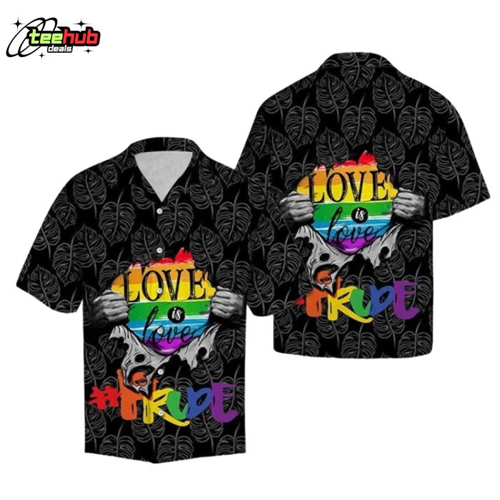 Beach Lgbt Pride Love Is Love In Black Hawaiian Shirt