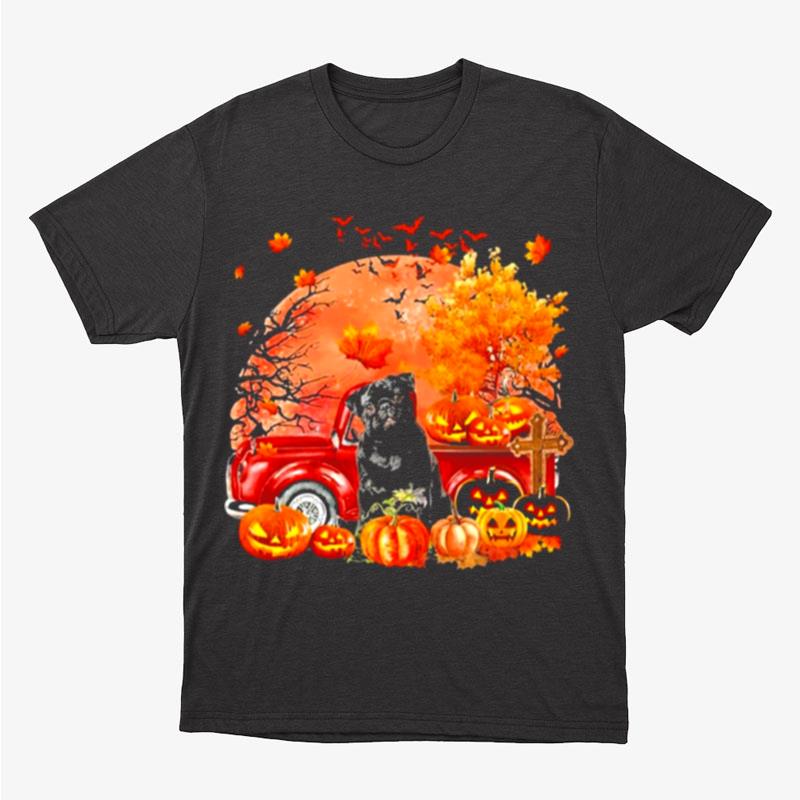 Black Pug Dog Hollowed Pumpkin Moon Unisex T-Shirt Hoodie Sweatshirt