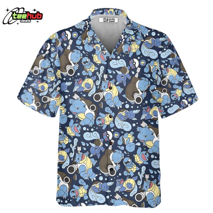 Blastoise Wartortle Squirtle Pokemon Pattern Hawaiian Shirt