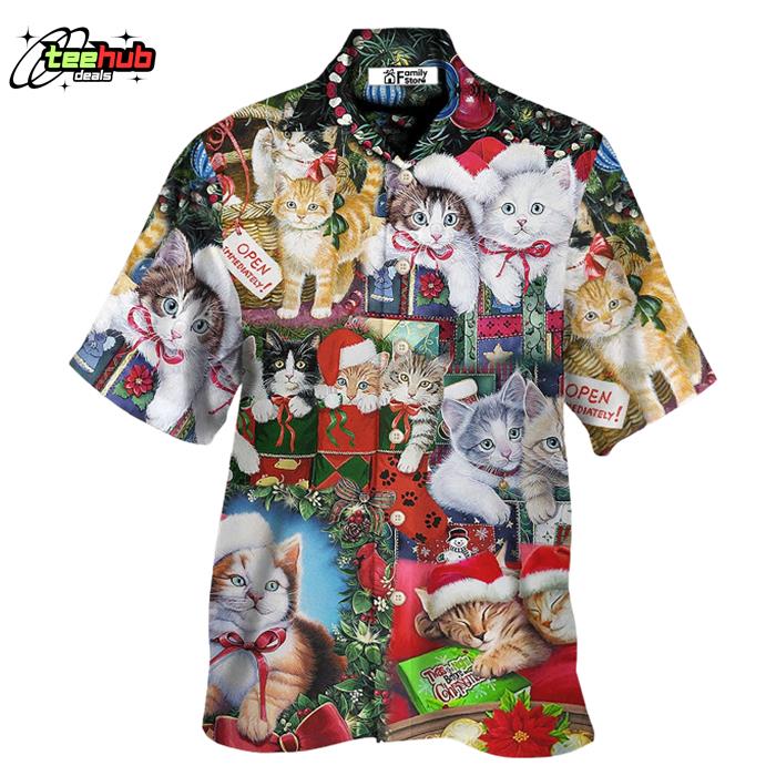 Cat Christmas Tree Merry Xmas Hawaiian Shirt