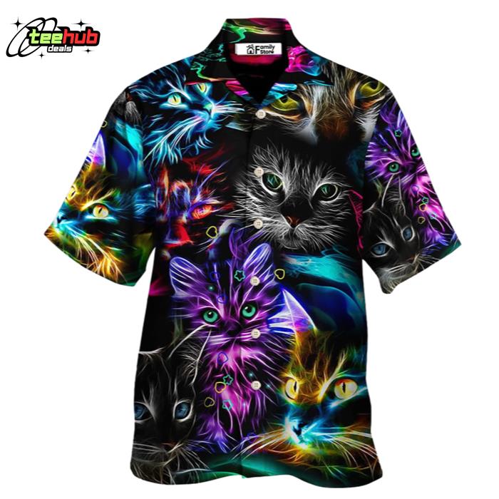 Cat Funny Neon Light Colorfultyle Hawaiian Shirt