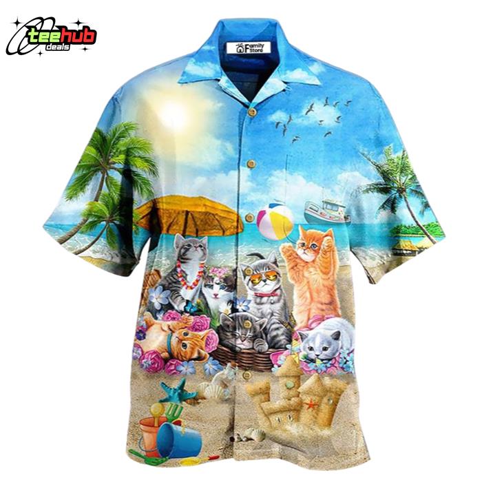 Cat Happy Love Beach Sunshine Hawaiian Shirt