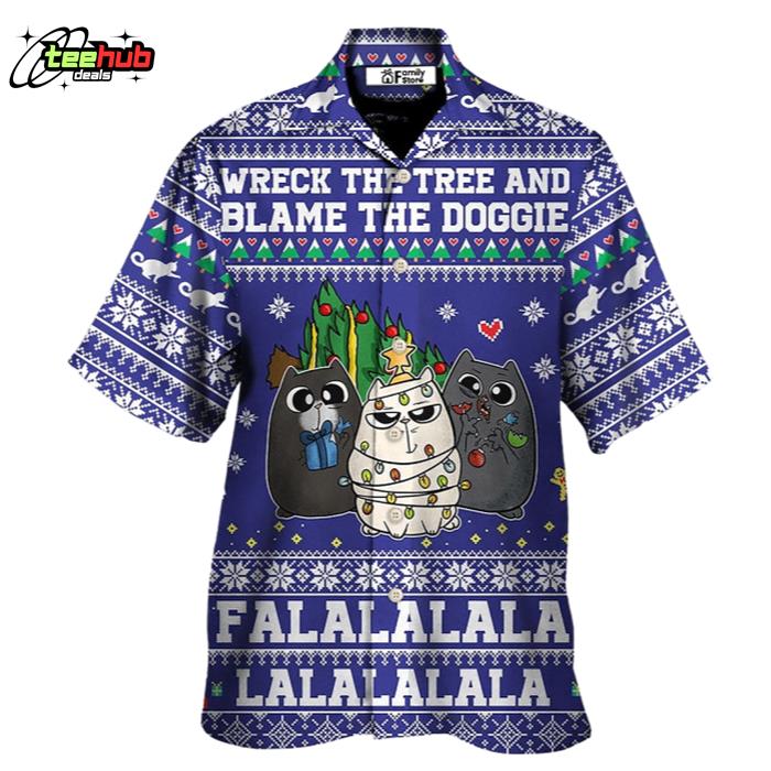 Cat Wreck The Tree Meowy Christmas Style Hawaiian Shirt