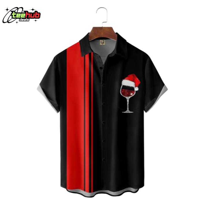 Christmas Red Wine Glass Hawaiian Shirt