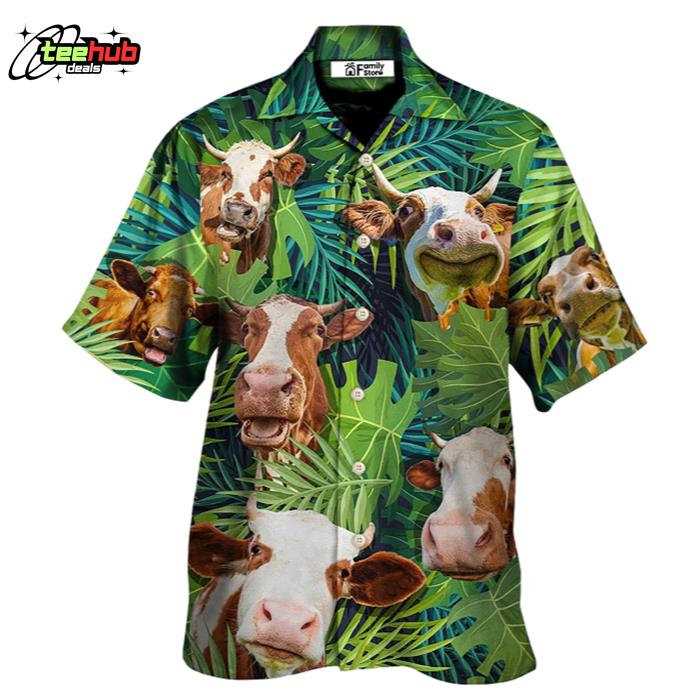 Cow Face Troll Funny Lover Cattle Tropical Style Hawaiian Shirt