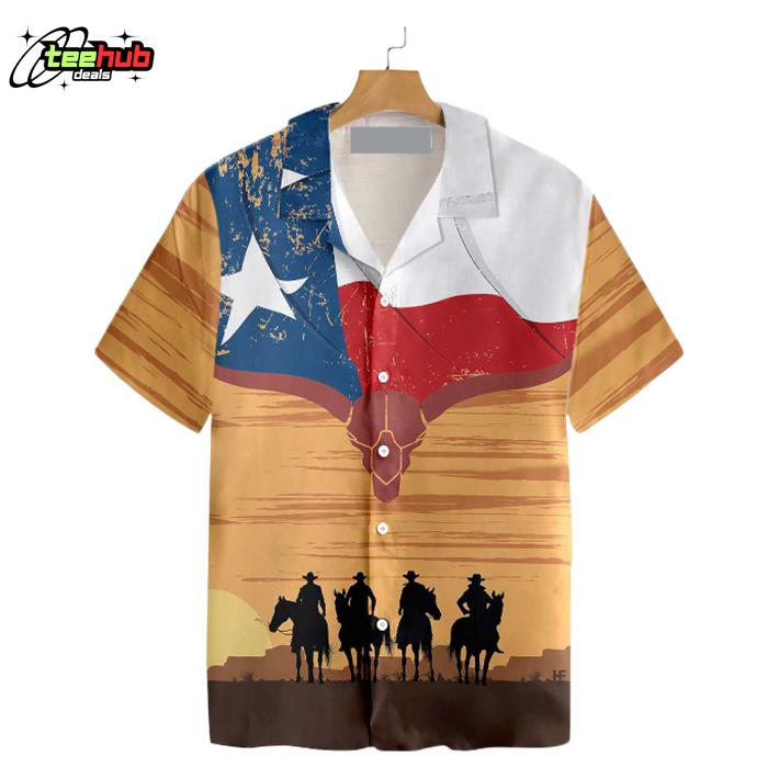 Cowboy Texas Flag Vintage Texas Cowboy Hawaiian Shirt