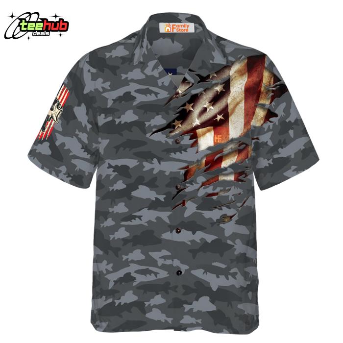 Fishing American Flag Hawaiian Shirt