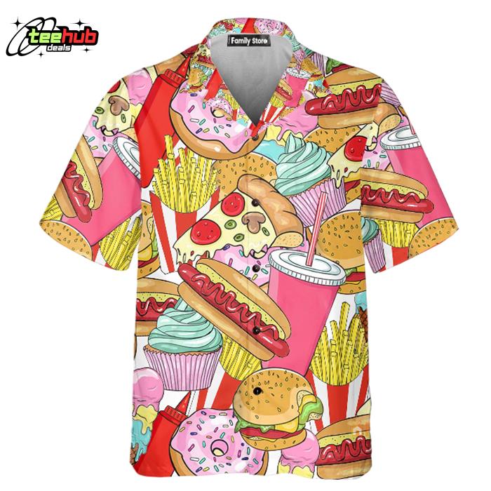 Food Junk Food Art Colorful Hawaiian Shirt