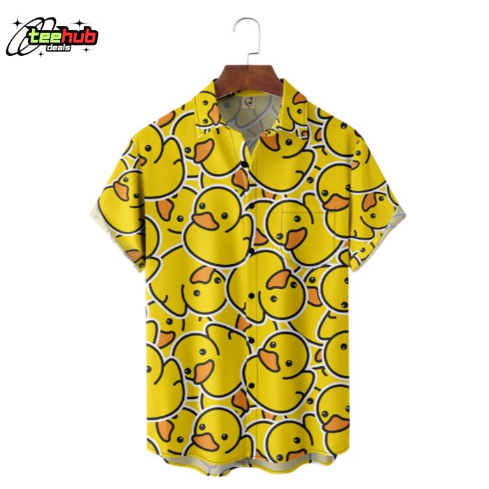 Funny Yellow Duck Pattern Hawaiian Shirt