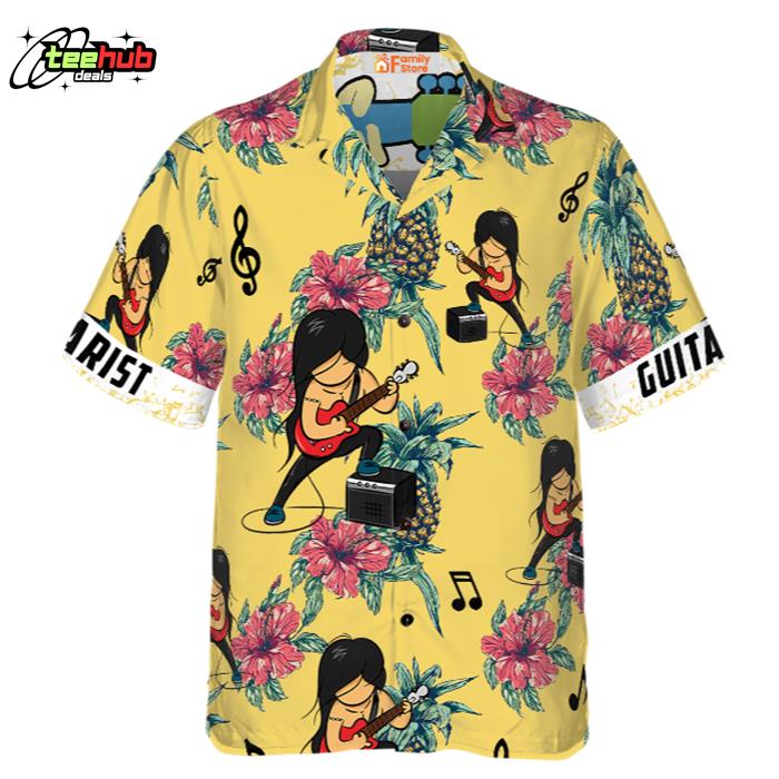 Guitarist Pineapple Seamless Pattern Custom Hawaiian Shirt
