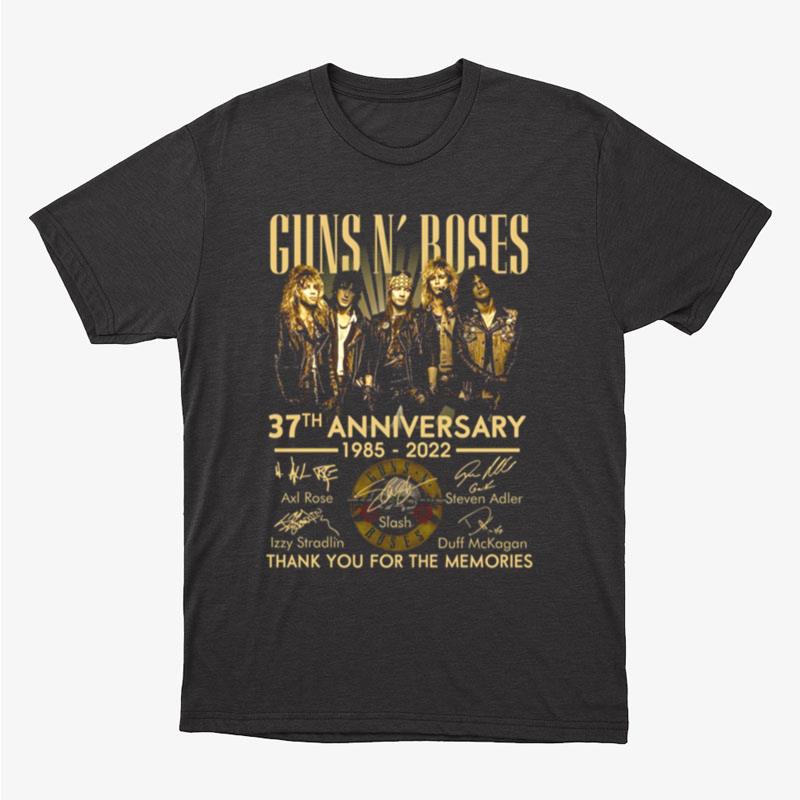 Guns N Roses 37Th Anniversary Thank You For The Memories Slash Axl Roses Steven Adler Signature Unisex T-Shirt Hoodie Sweatshirt