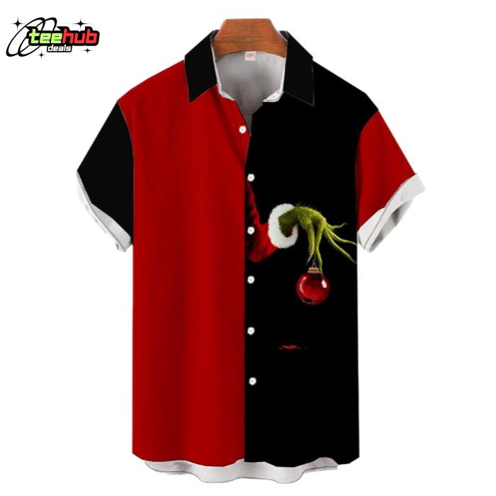 Halloween Element Red And Black Stitching Monster's Hand Hawaiian Shirt