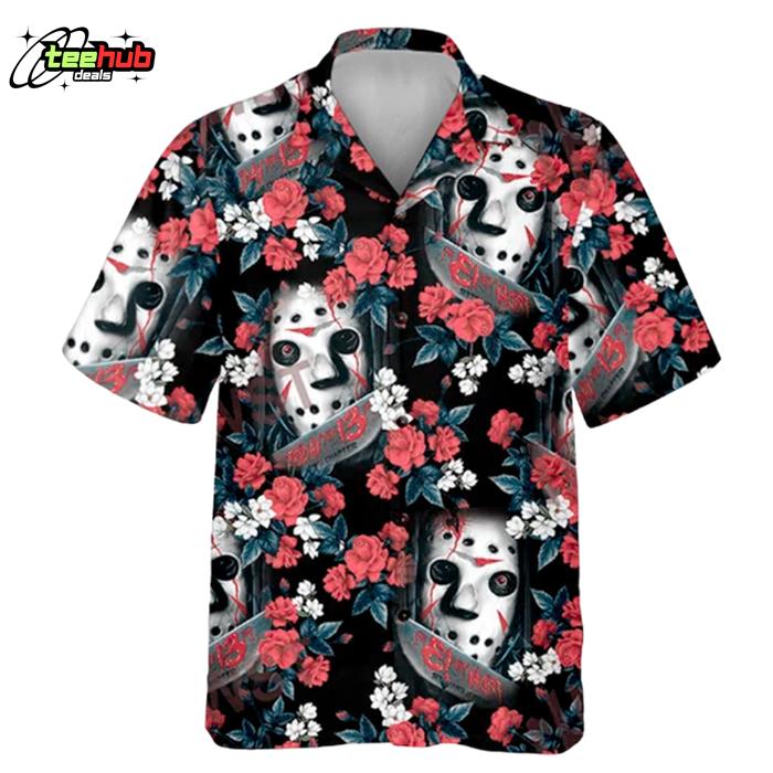 Halloween Jason Voorhees Flower Tropical Style Hawaiian Shirt
