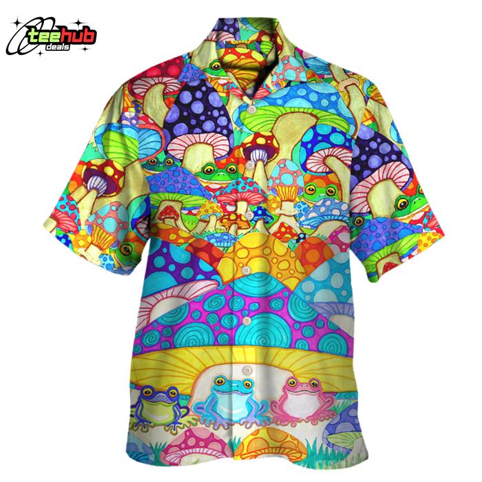 Hippie Frog Mushroom Hippie Colorful Art Peace Hawaiian Shirt