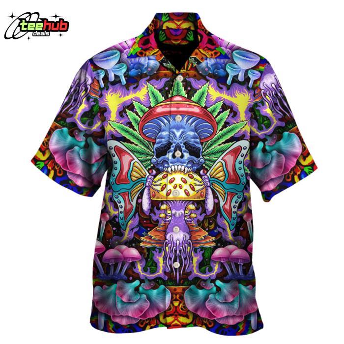 Hippie Mushroom And Skull Art Hawaiian Shirt