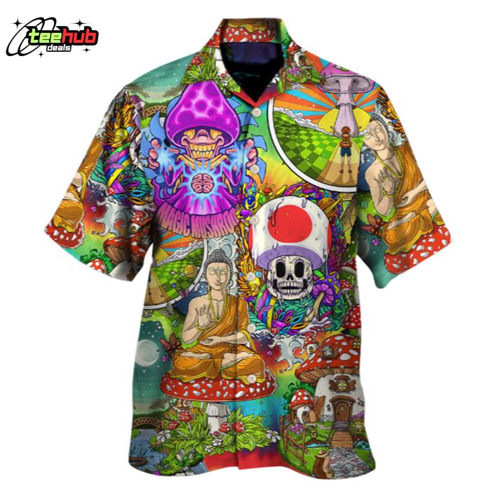 Hippie Mushroom Peace Colorful Let It Be Hawaiian Shirt