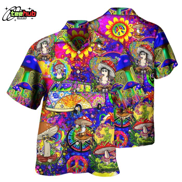 Hippie Mushroom Peace Funny Hawaiian Shirt