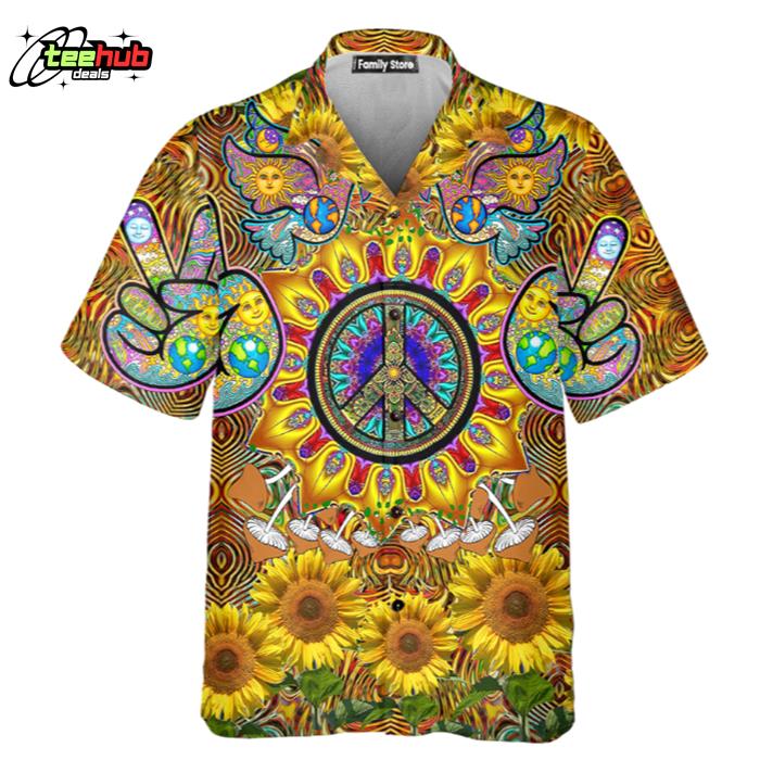 Hippie Sunflowers Love Sunshine Yellow Amazing Style Hawaiian Shirt