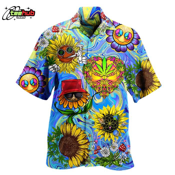 Hippie Sunflowers Stay Trippy Little Hippie Hawaiian Shirt
