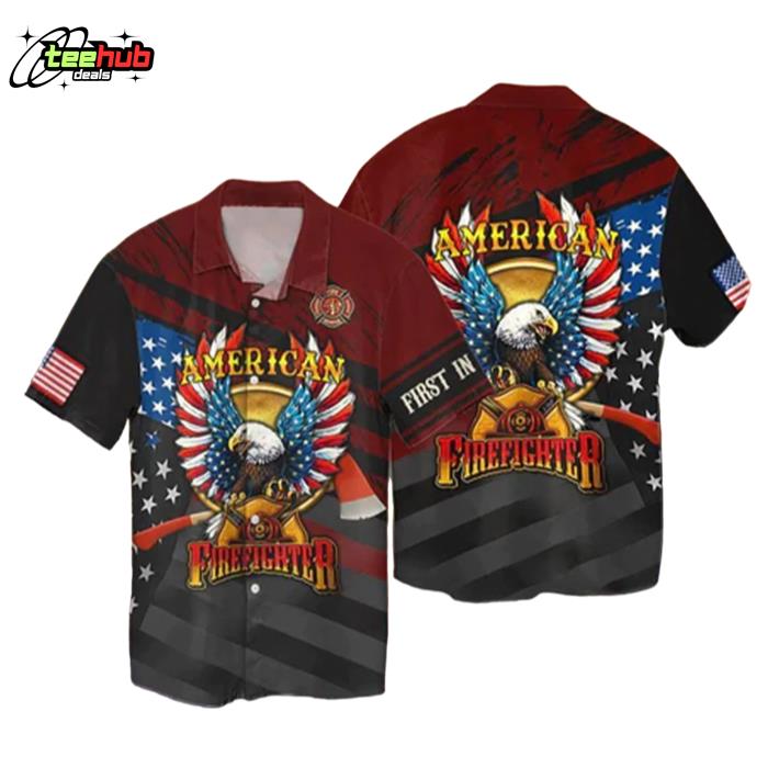 Independence Day American Firefighter Eagle Hawaiian Shirt