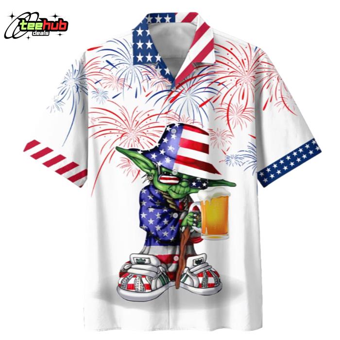 Independence Day SW Yoda With Beer Hawaiian Shirt